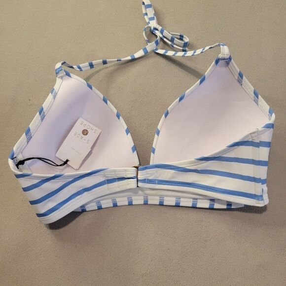 Shade & Shore Striped Blue and White Bikini Top Bra Size 34DD - Picture 2 of 5